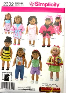Simplicity Sewing Pattern 18" Doll Clothing New Uncut 2302 - Picture 1 of 2
