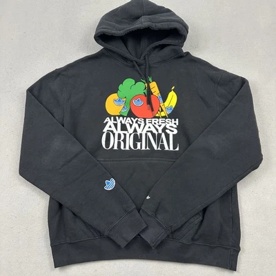 阿迪达斯连帽衫男式大号黑色 Always Fresh Always 原装水果运动衫 L — 第 1/4 张图片