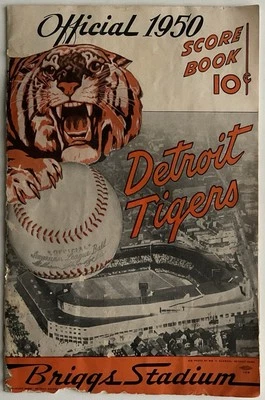 1950 Detroit Tigers Score Book VS Yankees, Berra, DiMaggio Historic HR Record - Image 1 of 3