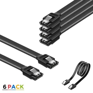 SATA Cable III 6Gbps Straight HDD SDD Data Cable with Locking Latch 15 in 6Pack - Picture 1 of 6