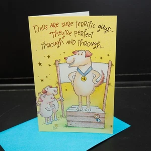 Fathers Day Greeting Card Dad American Greetings w/ Envelope NOS Dogs Humor - Picture 1 of 4