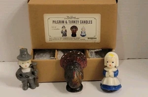 Gurley Thanksgiving Candles Set Three In Original Box Pilgrims Turkey Not Burned - Picture 1 of 8
