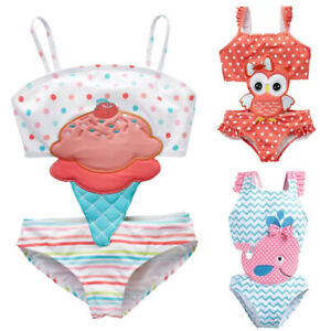 Monokini Swimwear Kids Girls One Piece Swimming Costume Swimsuit Beachwear