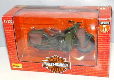 Maisto Harley Davidson 1942 WLA cabeza plana verde motocicleta diecast 1:18 serie 5 Foto 1 de 4