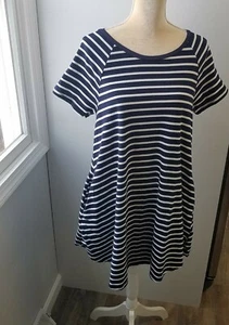 Umgee USA Summer Dress Nautical Size M Medium Navy Blue Striped Short - Picture 1 of 11