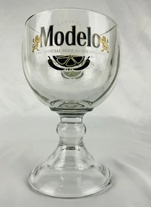 Modelo Logo Glass Goblet Double-sided 16FL.Oz 7” Tall Thick Heavy Retro - Picture 1 of 3