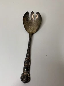 W.A. Italy Silver Plated Salad Serving Fork Floral Embossed Handle - Picture 1 of 7