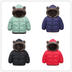 Toddler Baby Boys Girls Winter Warm Coat Thickened Down Zipper Hooded Jacket - Picture 1 of 16