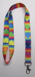 Rainbow Hearts CORDÓN LLAVERO Anillo Llavero ID Holder NUEVO - Imagen 1 de 3