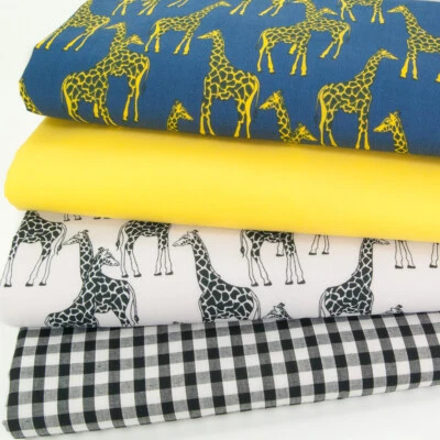 Fat Quarter Bundle Polycotton Fabric Giraffe Animal Wildlife Kids Craft Material - Image 1 of 4