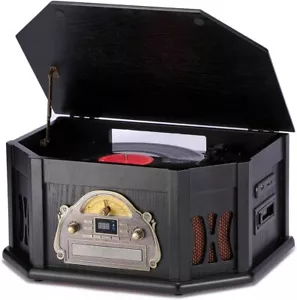 ORCC Bluetooth 3-speed 10-in-1 Record Player CD Cassette Nostalgic Turntable US - Picture 1 of 8