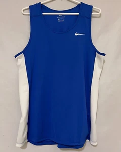 2017 NIKE Dry Miler Mens Medium Blue White Running Singlet Tank Shirt 835873-494 - Picture 1 of 7