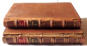 Antico set di 2 copertine rigide CONTES DE LA FONTAINE in pelle foglia oro 1700-1800 - Foto 1 di 24