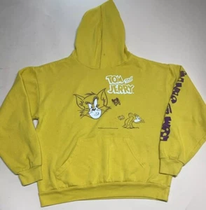 Tom And Jerry Hoodie Pullover Yellow Graphic Print Size M READ AND SEE PHOTOS - Picture 1 of 21