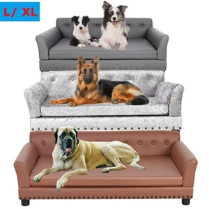 Heavy Duty Pet Sofa Extra Large Raised Dog Bed Cushioned Sofa Softly Pet Cat Bed - Picture 1 of 29