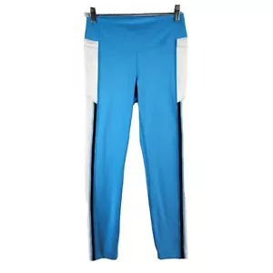 Victoria's Secret Pink Active M High Waist 7/8 Legging Side Pocket Blue W Mesh - Picture 1 of 12