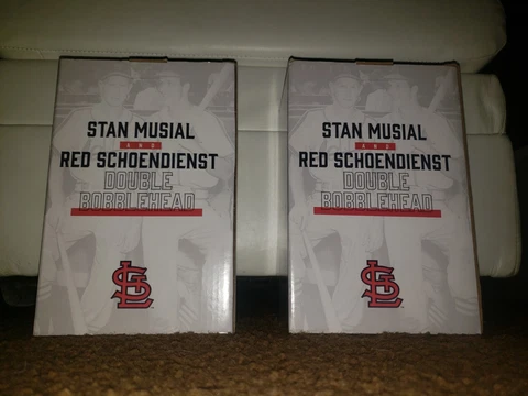 *TWO* St Louis Cardinals Stan Musial Red Schoendienst Double Bobblehead Cover
