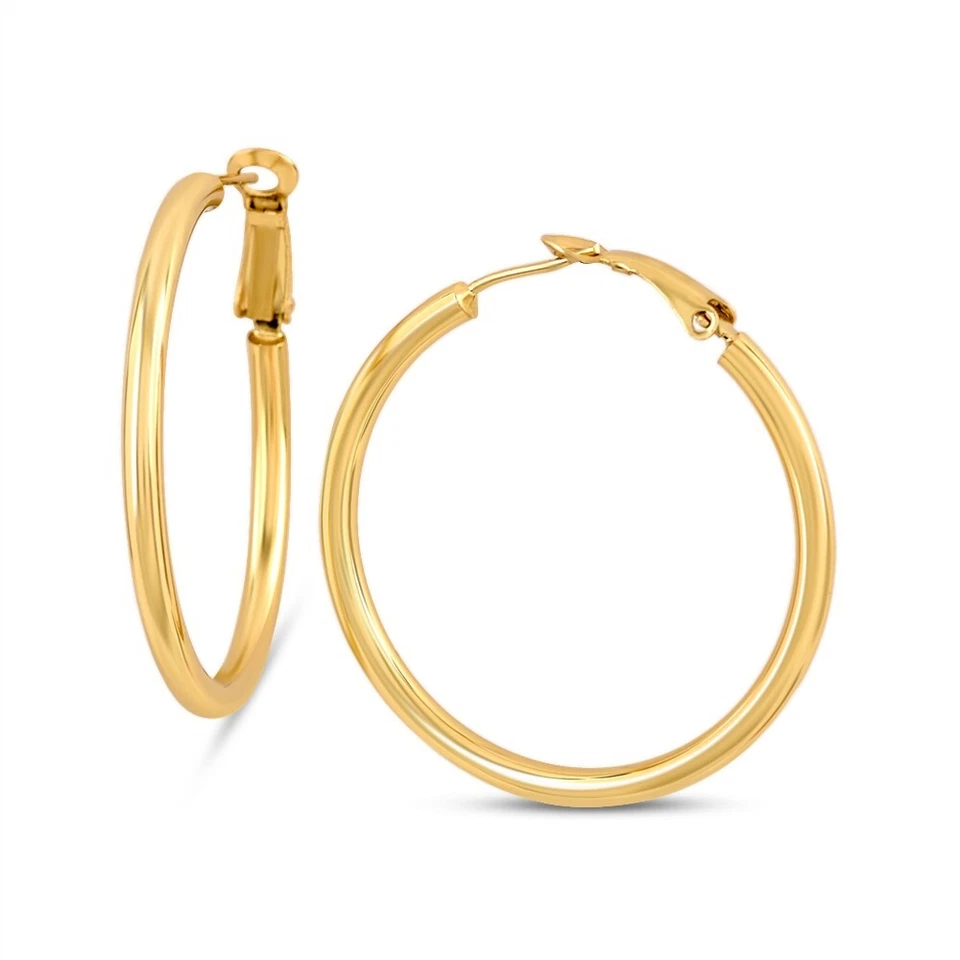 Danecraft Ladies 24KT Gold Over Sterling Silver Hoop Earrings, 40mm - Image 1 of 1