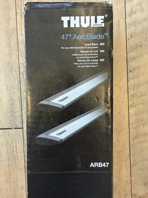 Thule ARB47 47" Inch Aeroblade Roof Rack Load Cross Bars + End Caps Cover Strips - Imagem 1 de 3