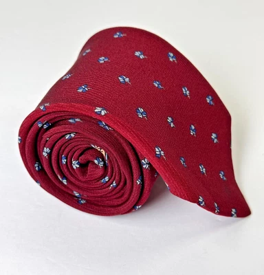 Stefano Ricci 真丝领带男式勃艮第蓝色花卉微型印花 Saks Fifth Avenue — 第 1/4 张图片