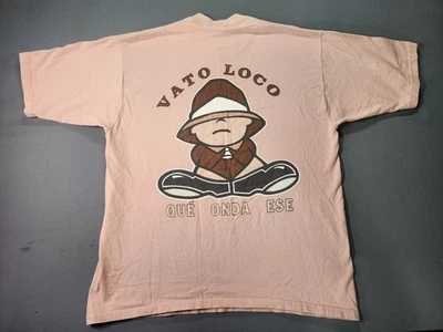 Vntg Vato Loco Shirt Mens Large L Pink 90s Mexico Chicano Hip Hop Rap Tee Homies - Image 1 of 4