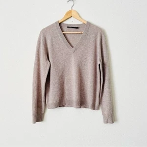 Jenni Kayne MEDIUM 100% cashmere Flynn Vneck knit sweater in beige - Picture 1 of 6