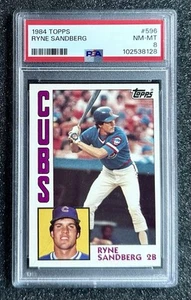 Topps Ryne Sandberg #596 Chicago Cubs 1984 (MVP/9x GG/7x SS/HOF) PSA 8 casi nuevo-como nuevo - Imagen 1 de 3