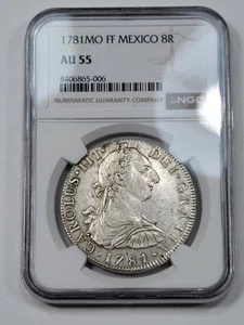 1781 Mo Mexico Silver 8 Reales NGC AU55 Carolus III Flashy Luster *K592 - Picture 1 of 9