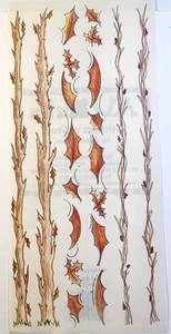 Fall Borders Leaves Branch Autumn Halloween Clear Stickers 5.5" x 12" RARE - Picture 1 of 1