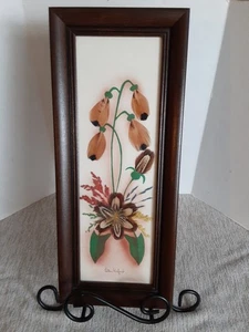 VTG Signed Ellen Kiefert PRAIRIE PICTURES Hand Made Feather/Flower Craft Beauty - Picture 1 of 7