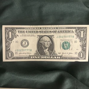 2021J Missouri Dollar Note Fancy Serial Number One Dollar Bill 20270777 FRN BU - Picture 1 of 4