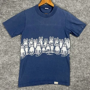 VINTAGE 70s B Kliban Cat T Shirt Wrap Around Blue Size Small Crazy Shirts Hawaii - Bild 1 von 12