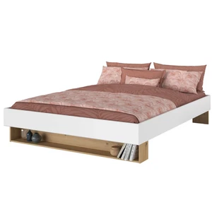 Cama De Matrimonio Lampe Dormitorio Roble Artesanal Y Blanco 160x200 cm - Imagen 1 de 6