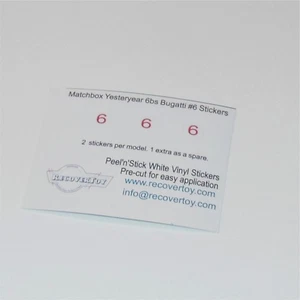 Matchbox Yesteryear  6b 1935 Type 35 Bugatti RN#6 Stickers - Picture 1 of 3
