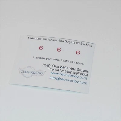 Matchbox Yesteryear  6b 1935 Type 35 Bugatti RN#6 Stickers - Image 1 of 3