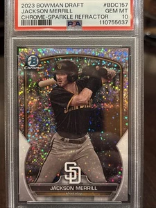 2023 Bowman Draft Jackson Merrill Sparkle RC Refractor PSA 10 GEM MINT - Picture 1 of 3