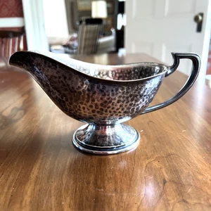 Vintage Hammered Silverplate Gravy / Sauce Boat, 7-3/4"; Wonderful! - Picture 1 of 18