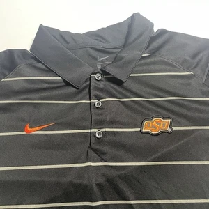 Nike Oklahoma State University OSU Polo Shirt Mens XL Striped Gray - Picture 1 of 10