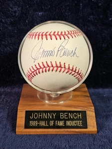 Béisbol Johnny Bench autografiado OML firmado Rawlings con exhibición. - Imagen 1 de 5
