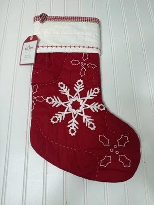 Pottery Barn Holiday Christmas Snowflake Stocking Quilted Kids NEW - Image 1 of 2