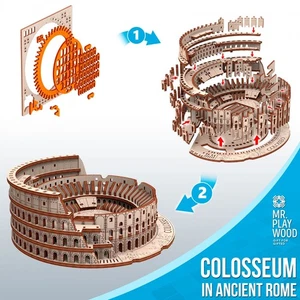 Mr.Playwood Colosseum in Ancient Rome 3D Puzzle – Wooden DIY Model Construction - Picture 1 of 6