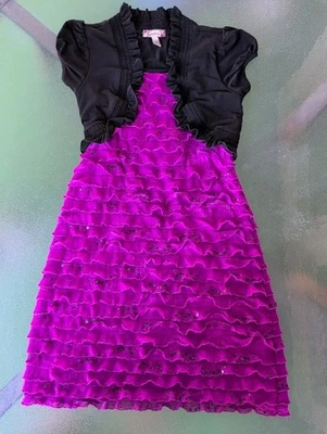 Lindo vestido para niñas Speechless talla 16 púrpura negro forrado lentejuelas con volantes vacaciones Foto 1 de 4