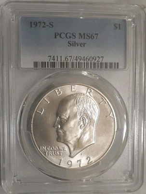 1972 S  Eisenhower Silver Dollar PCGS MS67 - Image 1 of 2