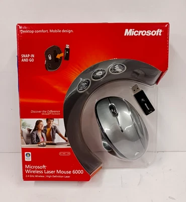 Microsoft Wireless Laser Mouse 6000 2.4 GHz High Definition, New, Sealed Box - Image 1 of 4
