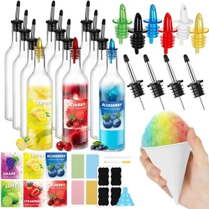 12 Piezas Botellas de Jarabe de Cono de Nieve de Plástico Suministros de Cono de Nieve Jarabe de Plástico Vacío... - Imagen 1 de 7