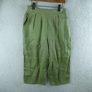 Tirelli Womens Pants Medium Green Linen Elastic Wide Leg Dress Work Career - Picture 1 of 9