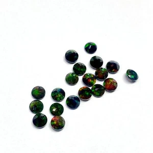 4,5 MM BIS 8 MM ÄTHIOPISCHER WELO FEUER SCHWARZER OPAL RUNDSCHLIFF FACETTIERTER LOSER EDELSTEIN - Bild 1 von 3