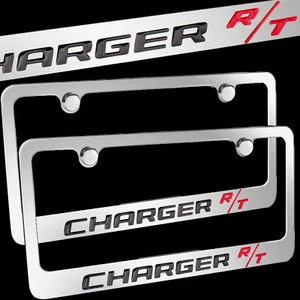 2PCS Charger R/T Chrome Plated Brass License Plate Frame Officially Licensed - Picture 1 of 4