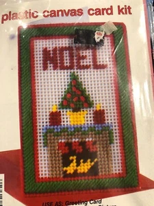 Vtg 1989 Christmas Ornament Plastic Canvas Card Kit Package Tie Picture NOS NOEL - Picture 1 of 6