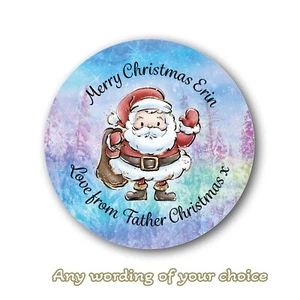48 x Personalised Christmas Stickers Santa Father Christmas Rainbow - 1319 - Picture 1 of 2